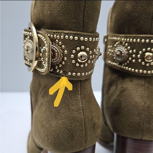 Jessica Simpson Finova Ankle Bootie Womens 8 Olive Green Buckle Western Heel - Picture 11 of 16